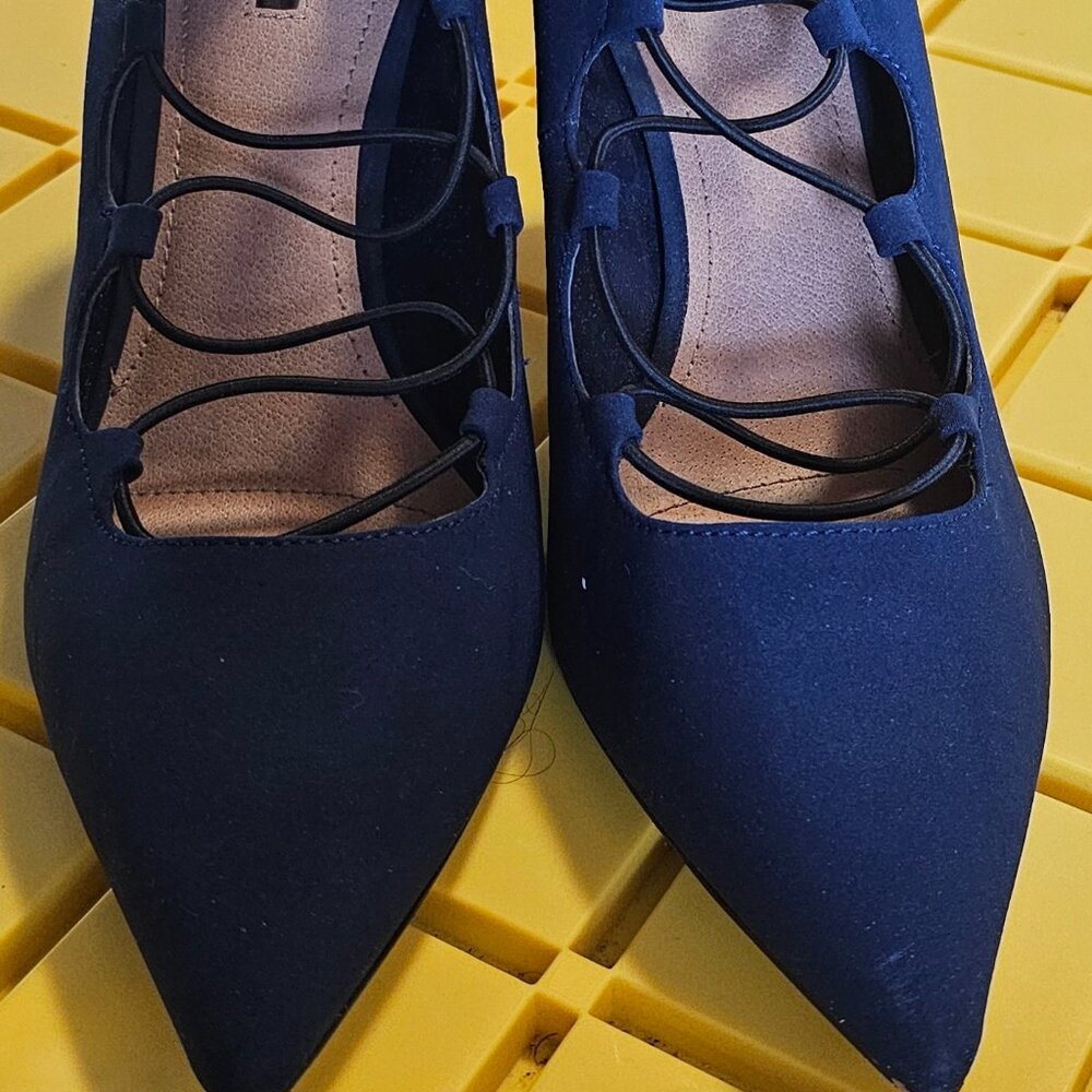 Tahara Lace up Navy blue pumps.  Size 10